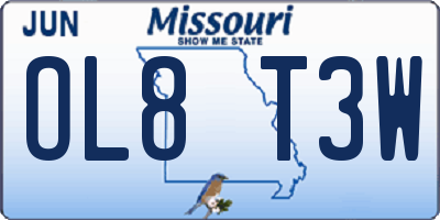 MO license plate OL8T3W