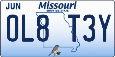 MO license plate OL8T3Y