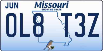 MO license plate OL8T3Z