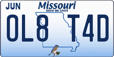 MO license plate OL8T4D