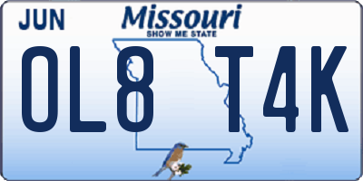 MO license plate OL8T4K