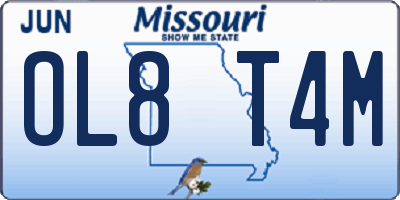 MO license plate OL8T4M