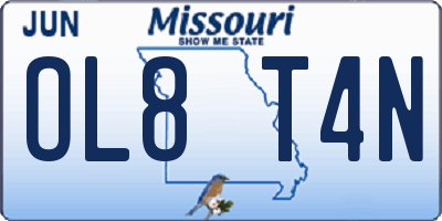 MO license plate OL8T4N