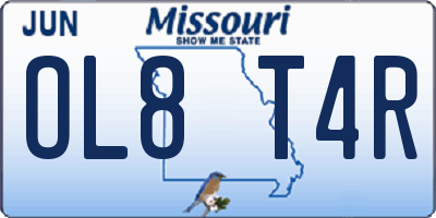 MO license plate OL8T4R