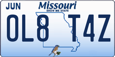 MO license plate OL8T4Z