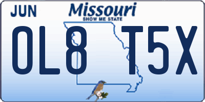 MO license plate OL8T5X