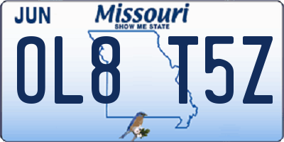 MO license plate OL8T5Z