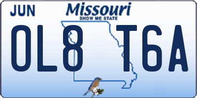 MO license plate OL8T6A
