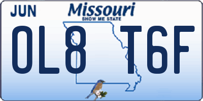 MO license plate OL8T6F