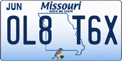 MO license plate OL8T6X