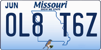 MO license plate OL8T6Z