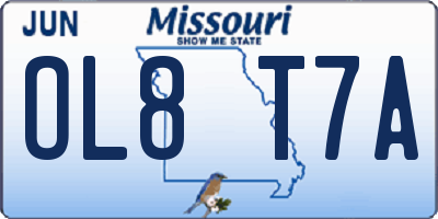 MO license plate OL8T7A