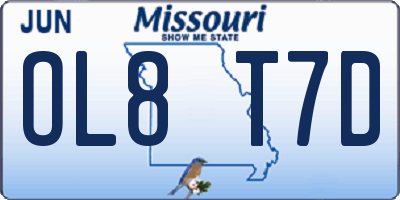 MO license plate OL8T7D
