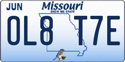 MO license plate OL8T7E