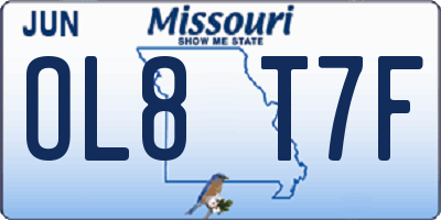 MO license plate OL8T7F