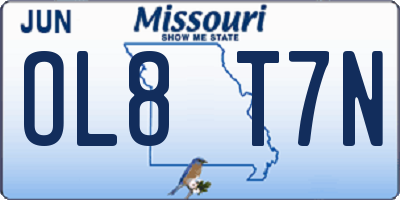 MO license plate OL8T7N