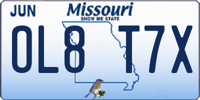 MO license plate OL8T7X