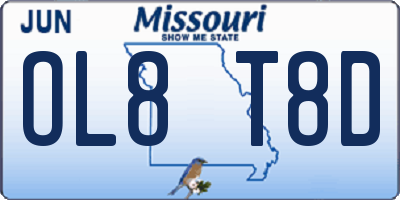 MO license plate OL8T8D
