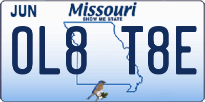 MO license plate OL8T8E