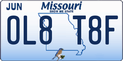 MO license plate OL8T8F