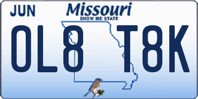MO license plate OL8T8K