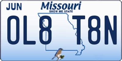 MO license plate OL8T8N