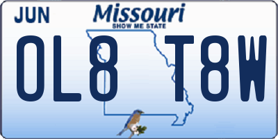 MO license plate OL8T8W