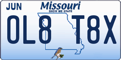 MO license plate OL8T8X