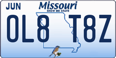 MO license plate OL8T8Z