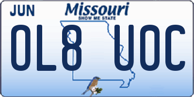 MO license plate OL8U0C