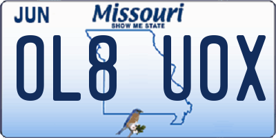 MO license plate OL8U0X