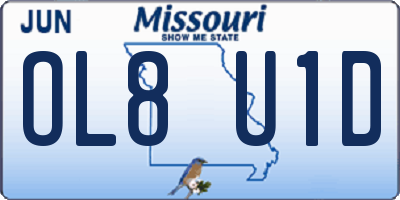 MO license plate OL8U1D