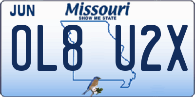 MO license plate OL8U2X