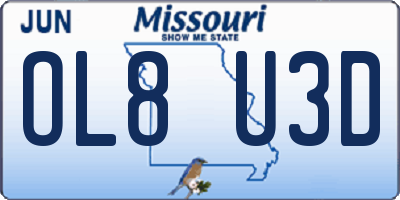 MO license plate OL8U3D