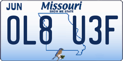 MO license plate OL8U3F