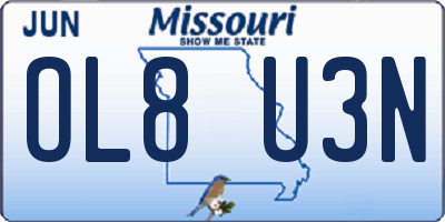 MO license plate OL8U3N