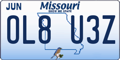 MO license plate OL8U3Z
