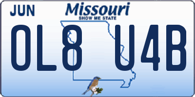 MO license plate OL8U4B