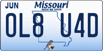 MO license plate OL8U4D