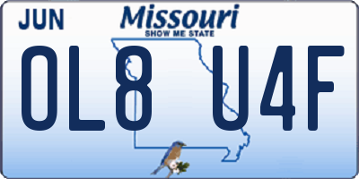 MO license plate OL8U4F
