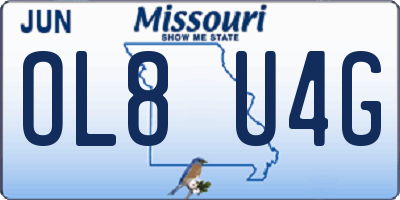 MO license plate OL8U4G