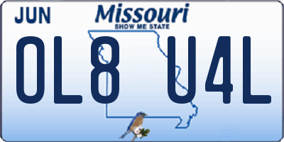 MO license plate OL8U4L