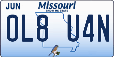 MO license plate OL8U4N