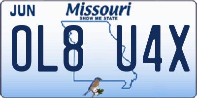 MO license plate OL8U4X