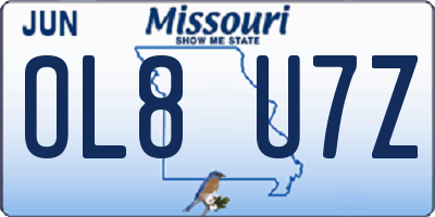 MO license plate OL8U7Z