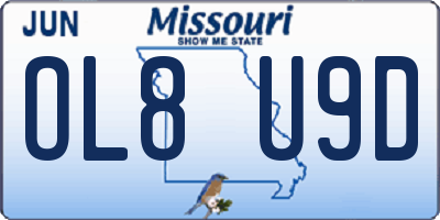 MO license plate OL8U9D