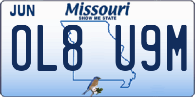 MO license plate OL8U9M