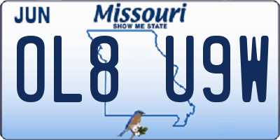 MO license plate OL8U9W
