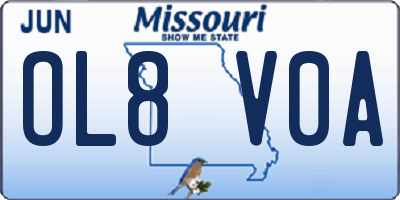 MO license plate OL8V0A