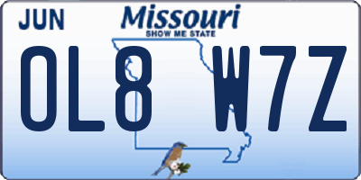 MO license plate OL8W7Z